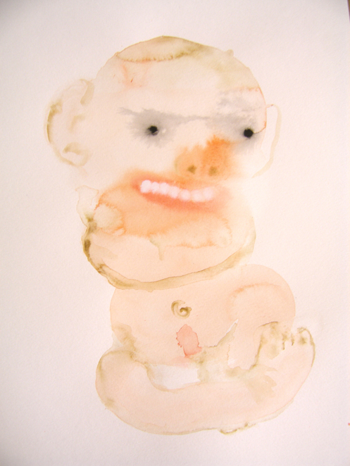 Päivi Laakso, Artist, kunstner, billedkunstner. "Kroppslig fornemmelse" 35cm x 20cm, akvarel på papir, 2007.